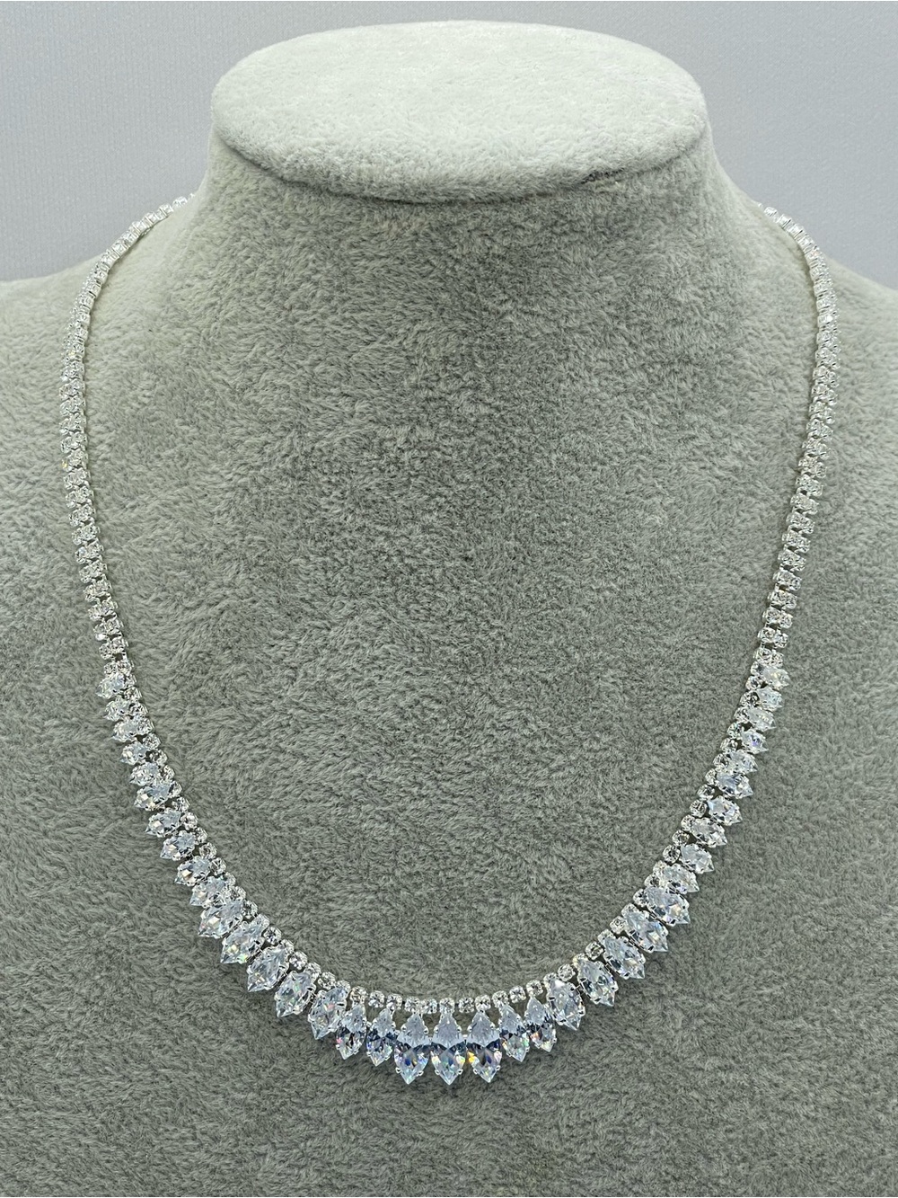 Swarovski Crystal Elements White Crystal Tennis Necklace Bridal Formal